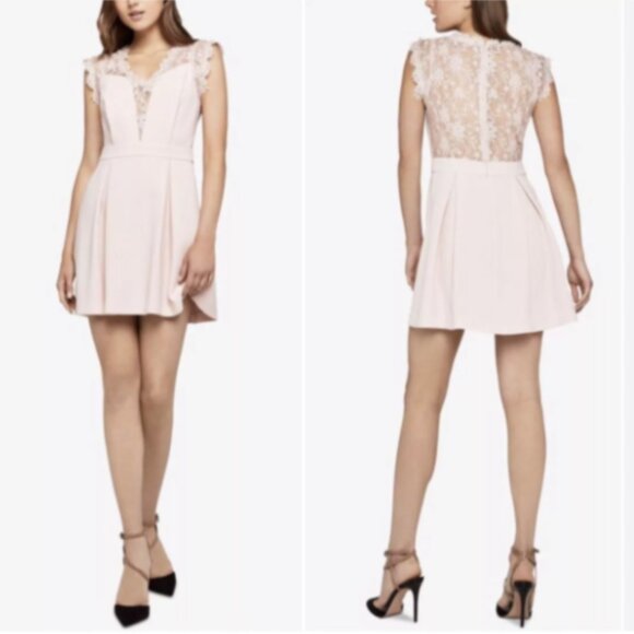 Brand New BCBGeneration Pink Lace-inset Fit & Flare Dress - Picture 12 of 12